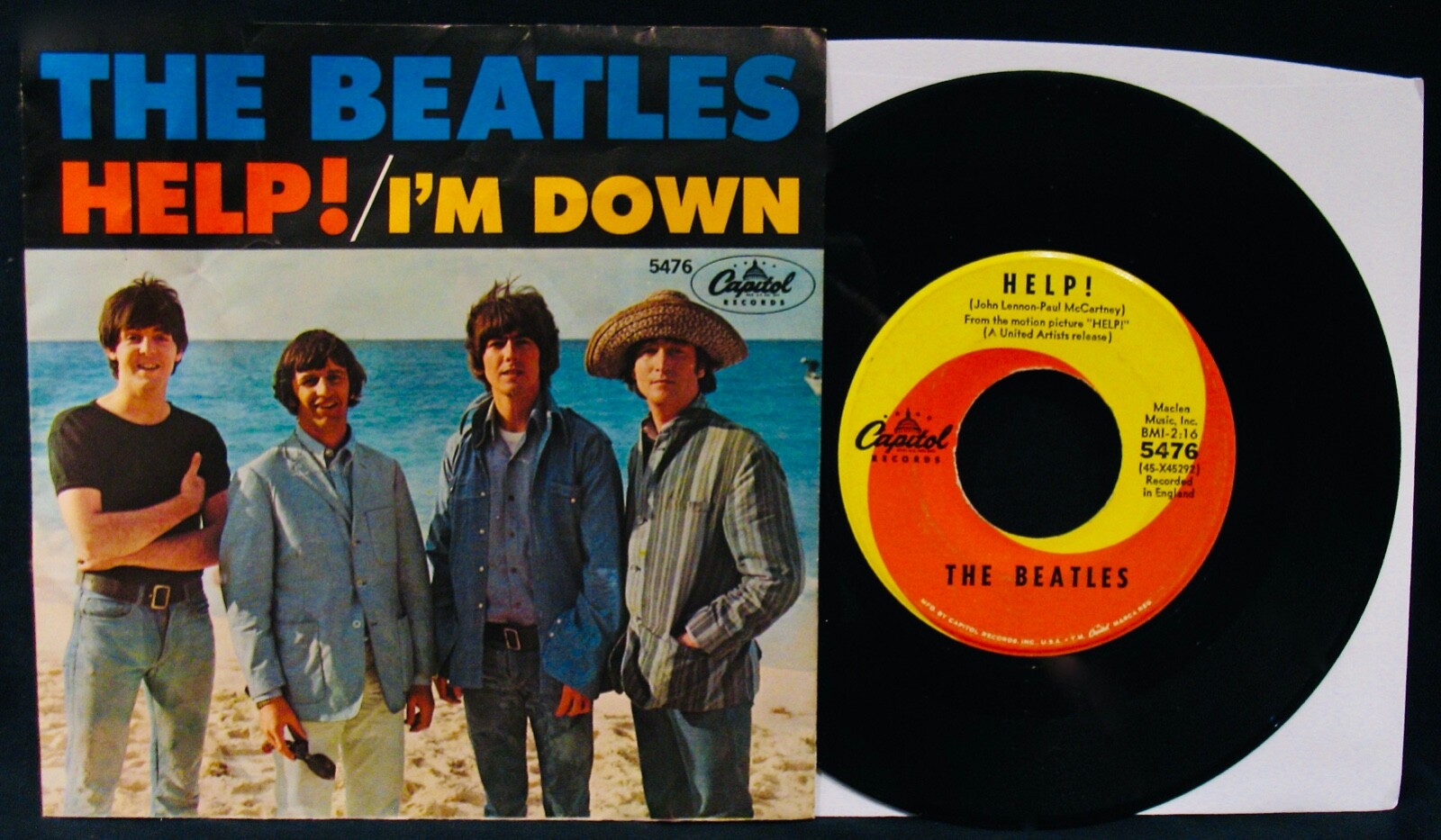 THE BEATLES~Help! & I'm Down~Picture Sleeve+45~CAPITOL #5476~Lennon-McCartney