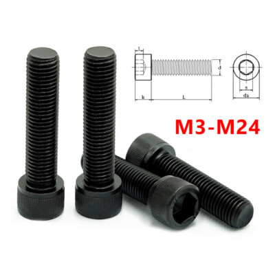 Grade 12.9 Hex Drive Socket Head Cap Screws Black-oxide Steel Allen Bolts M3-M24