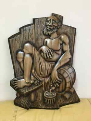 Bad Sauna großes Holzschnitzerei Bild 3D Kunstwerk Männer Geschenk Panno Wand...