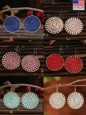 Fashion Women Jewelry Boho Tassel Earrings Weave Dream Catcher Style Hoop Hook