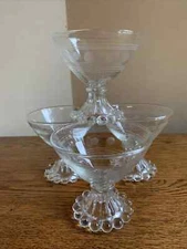 SET OF 4 Anchor Hocking BOOPIE BUBBLE Etched Dot/Lines Champagne/Sherbet Glasses