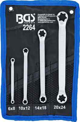BGS Doppel-Ringschlüssel Torx E6-8-10-12-14-18-20-24 E-Profil Schlüssel Satz