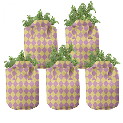 geometrische Rhombus 5er Set Stofftöpfe Stofftaschen Bicolor Argyle