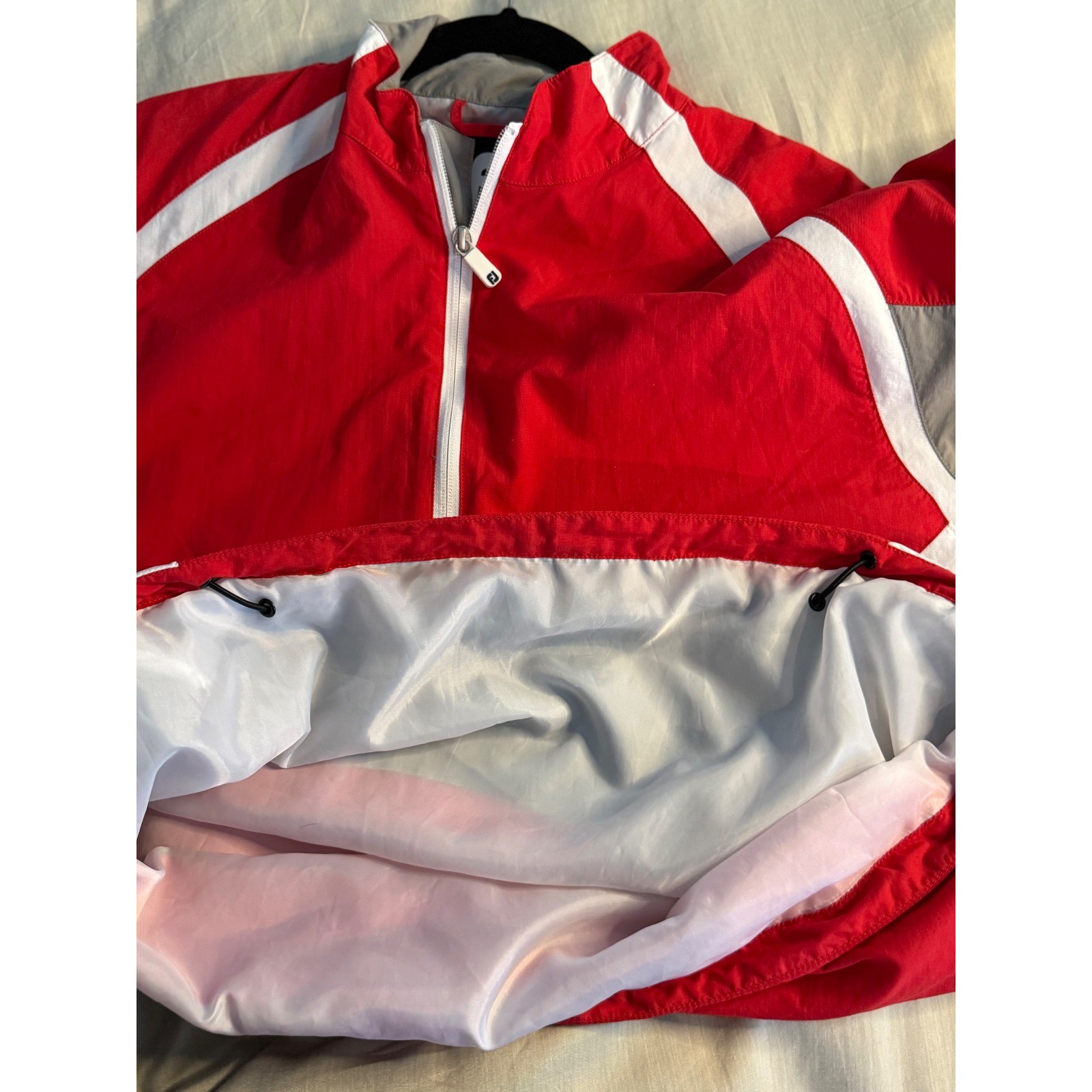 FootJoy FJ Red Gray Half Zip Golf Windshirt M Short Sleeve Pullover Oxford Club