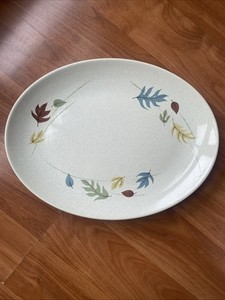 Vintage MCM Franciscan Gladding McBean Autumn Leaves Serving Platter Oval 14"