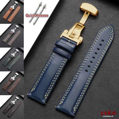 #ad Genuine Calfskin Leather Watch Band 18mm 20mm 22mm 24mm Butterfly Buckle Strap $10.88
