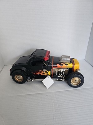 Vintage Style Hot Rat Rod Coupe Race Car Model Rustic Tin Metal Flames Large 12''