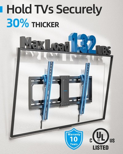 Tilt TV Wall Mount Fits 16-24" Studs, Holds 37-82" TVs up to 132 lbs, Max VES... - Picture 2 of 9