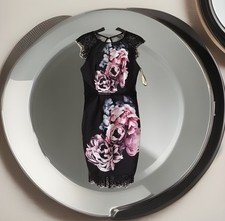 New Lipsy VIP Size 10 Black Floral Elizabeth Lace Shift Dress  Races Party