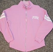 PINK Victoria's Secret Full Zip Sweatshirt XS Pink Logo Long Sleeve Mock Neck