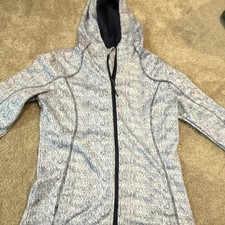 Mondetta Hooded Full Zip Stretch Jacket Gray Blue Size M Women
