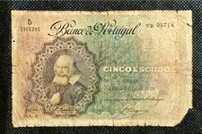 1922 Portugal 5 Escudos Banknote - P-120 - Chapa 2 - Dr. João das Regras - RARE