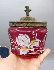 Antique Legras Art Nouveau Enameled Glass Candy Box? 1900