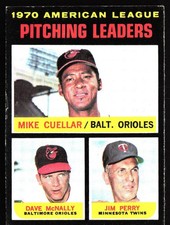 1971 Topps #69 1970 American League Pitching Leaders Cuellar McNally Perry