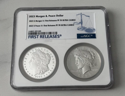 2023S Morgan & Peace dollar set  Ultra Cameo PF70 NGC First Releases