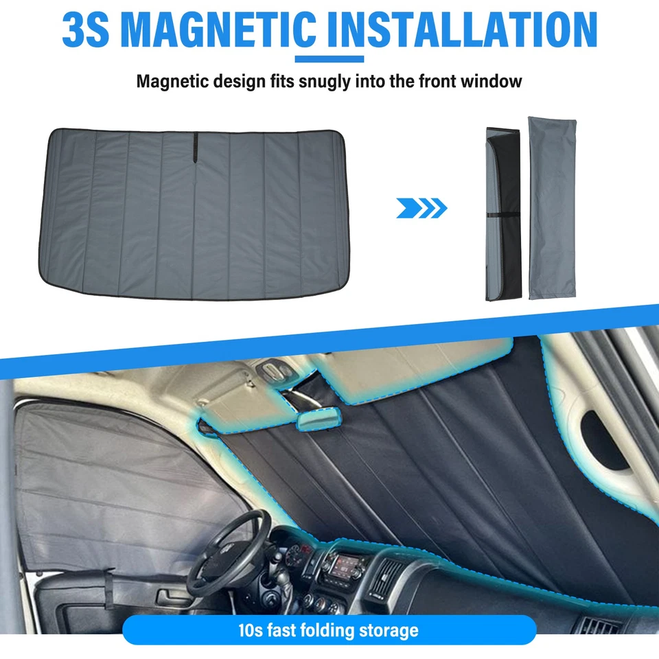 Cubiertas magnéticas para parabrisas de furgoneta para RAM Promaster 1500 2500 3500 2014-2025 Foto 3 de 4