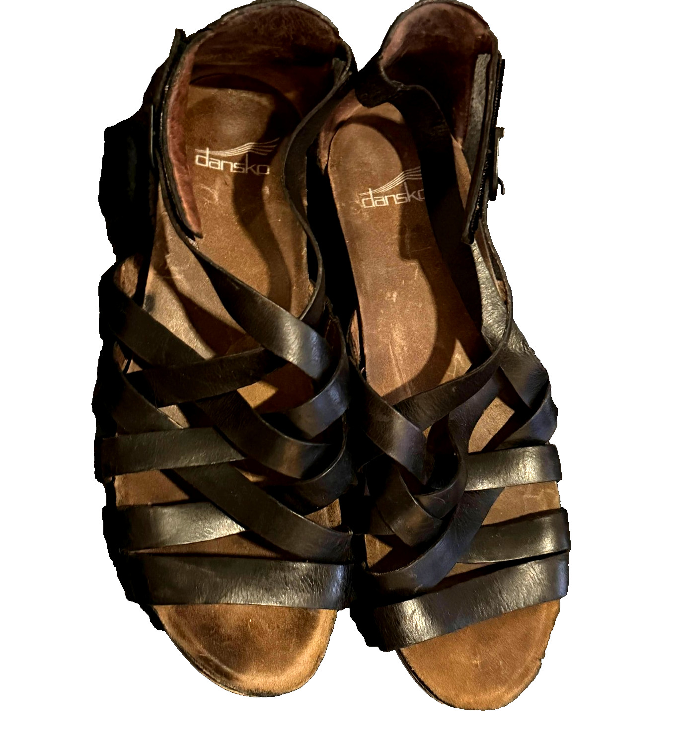 Dansko Black Leather Strappy Slingback Boho Gladiator Sandals Flats Womens 8 image 5