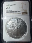 2018 American Silver Eagle S$1 NGC MS69 Classic Brown Label