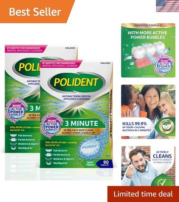 Mint Fresh 3-Minute Antibacterial Cleaner - 180 Tablet Pack for Dental Hygiene