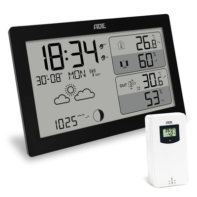 ADE Digitale Xl-Wetterstation Funk Mit Außensensor Und Wettervorhersage | Innen-