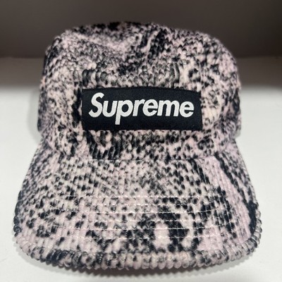 Supreme Snakeskin Corduroy Camp Cap Pink Black FW20 Worn Once Rare
