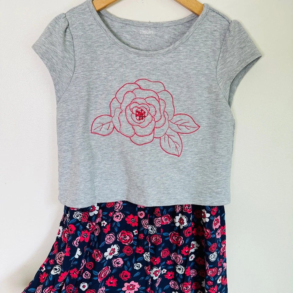 Gymboree Floral Cropped Shirt Dress Sz 10 - image 4 of 4