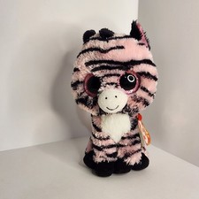 TY Beanie Boo ZOEY the Pink & Black Zebra Glitter Eyes 6 " With Tags 2018