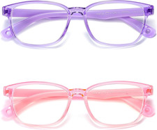 Kids Blue Light Blocking Glasses 2 Pack, anti Eyestrain  UV Protection, Compute