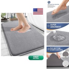 OLANLY Thick Memory Foam Bath Rug 30x20, Soft Absorbent Mat, Grey