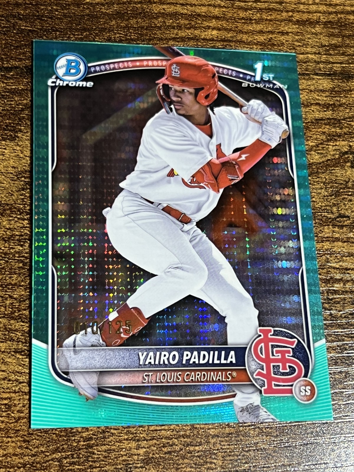 YAIRO PADILLA 2025 Bowman Chrome #BCP-236 Cardinals Aqua Pulsar Refractor /125