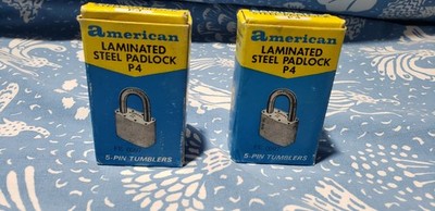 2 Vintage New Old Stock American Lock Padlocks P4 KA Hong Kong W/ Box & Keys