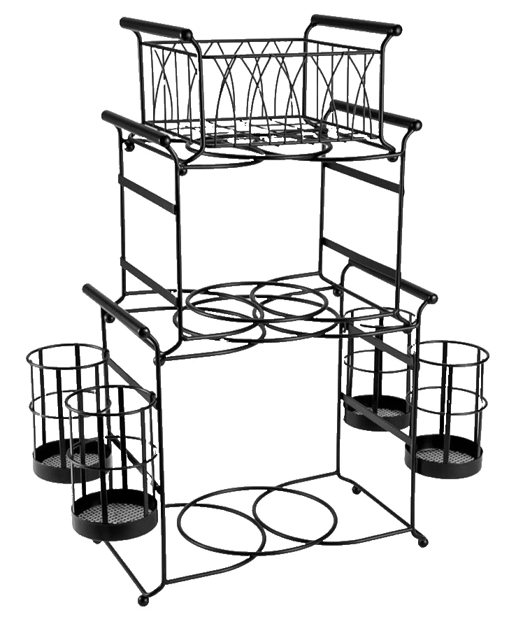 Sorbus Buffet Caddy 3 Niveles Negro Acero al Carbono Apilable 7 Piezas Juego Desmontable Foto 4 de 4