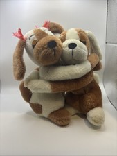 1976 R. Dakin Plush Puppy Love Hugging Dogs Vintage Stuffed Animals 10inch