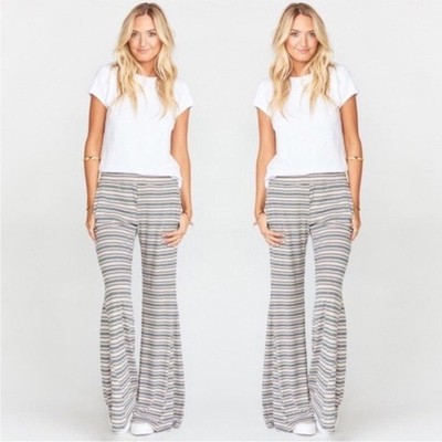 Show me your mumu flare gray striped pants long tall sz M