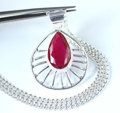 Certified Natural Ruby 17.74 Ct Pear Gemstone Pendant Veterans Day Discount