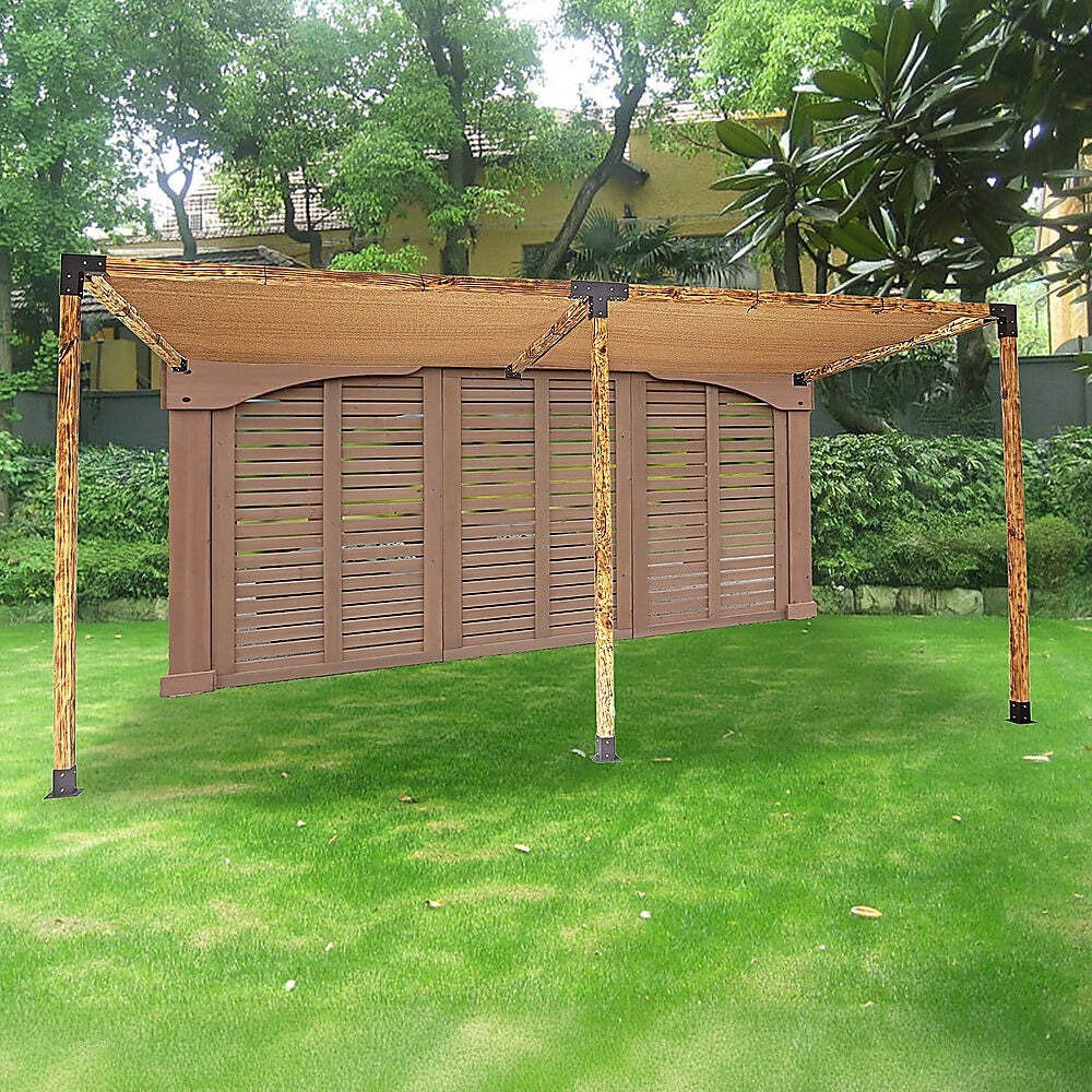 NNEDSZ Roof Pergola Gazebo Shed Matte Black Steel Brackets and Coffee Screens DI