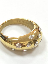 costume ring stamped HARPER #7 size O stunning goldtone with crystals