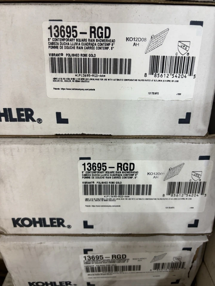 Kohler Contemporary Rose Gold 8” Square Rain Shower Head Retail MSRP $700+ - Image 3 of 4