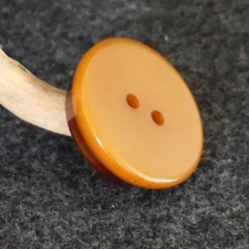 Vintage Button Two Hole Butterscotch and Caramel Brown Medium Flat Back