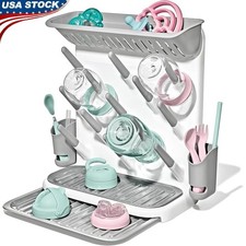 Baby Bottle Drying Rack Countertop Organizer W/ Drip Trays  Cups Easy Cleaning