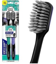 GuruNanda Gentle Giant Charcoal Toothbrush - Dual Action Flossing Spiral 2ct
