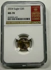 2024 G$5 American Gold Eagle 1/10oz. MS 70 NGC Official Red Book Label