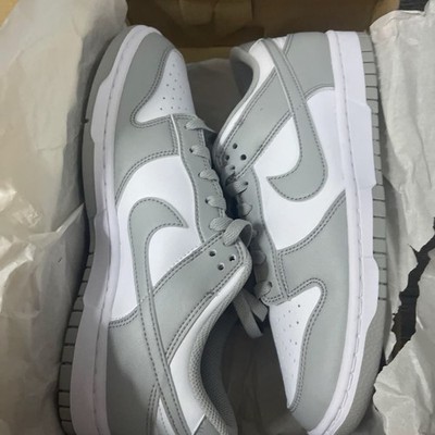 Nike Dunk Low Gray White Leather Upper Lace Up Low Top Athletic Sneakers