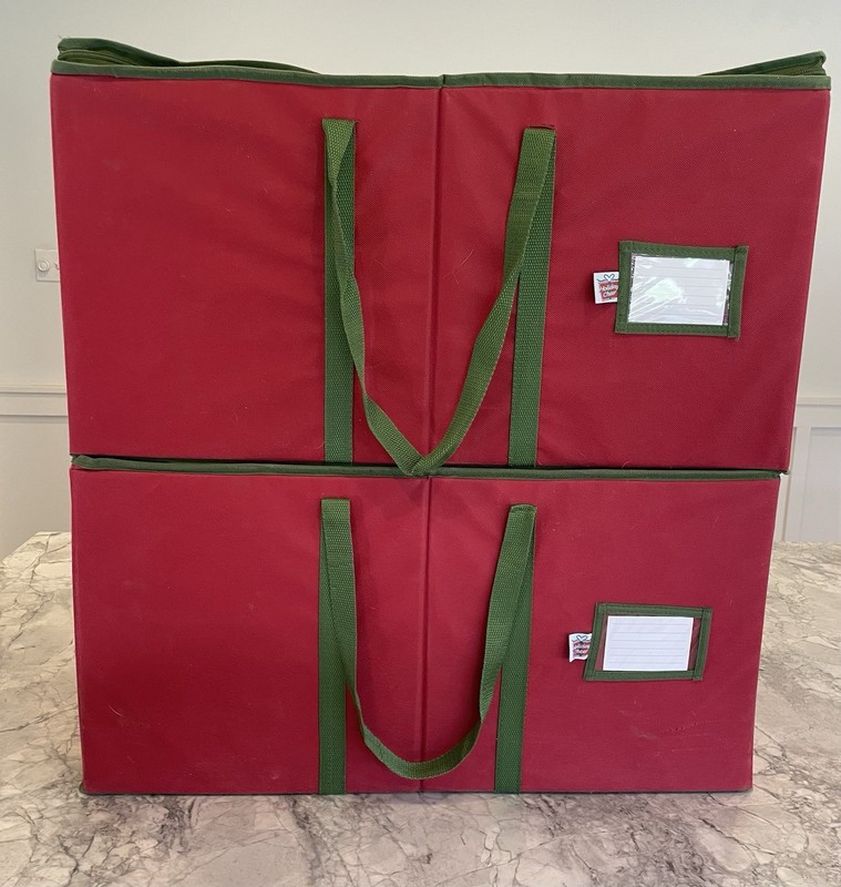 Christmas Ornament Storage Containers Set of Two Holiday Cheer Brand
