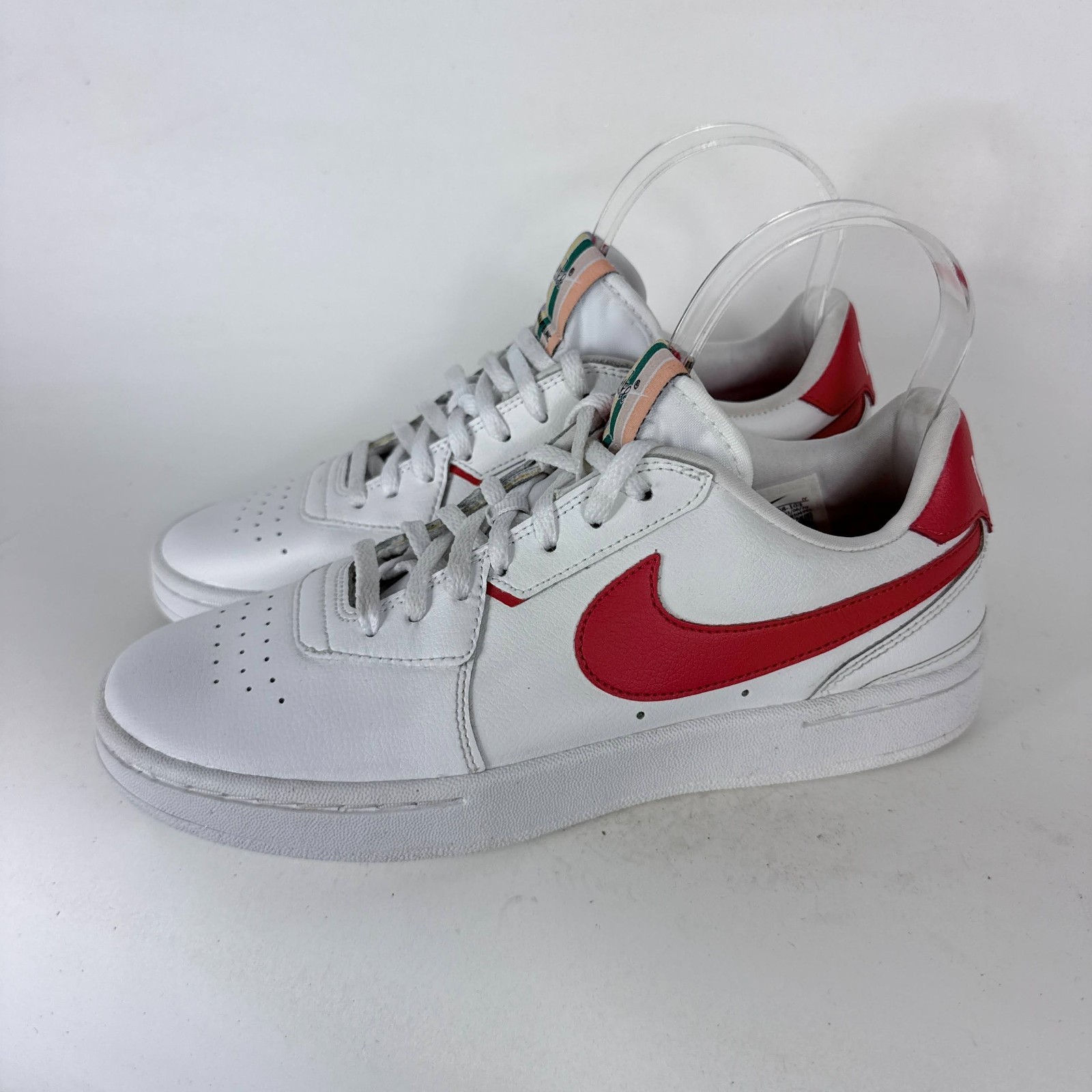 Nike Court Blanc Athletic Sneakers Women's 8 White Track Red Leather Low Top thumbnail 5
