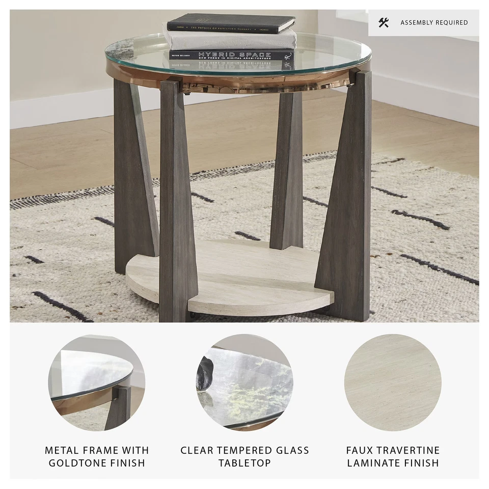 Mesa auxiliar Signature Design by Ashley Frazwa, marrón grisáceo Foto 2 de 4