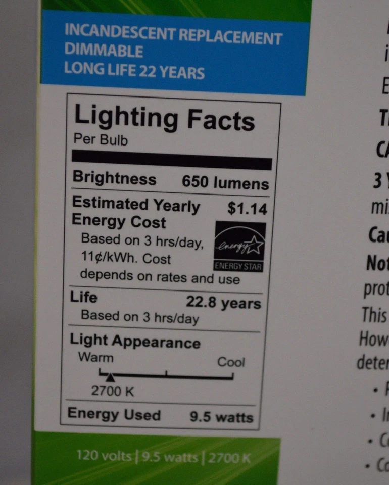 8x Pack Great Value BR30 LED Light Bulb 9.5W 65 WATT Soft White Reflector NEW - Image 3 of 4