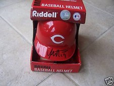YONDER ALONSO CINCINNATI REDS SIGNED MINI HELMET W/COA