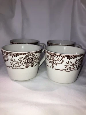Replacement Vintage Set Of 4 Teacups “Duraline Brown” By Dudson Made In England - Image 1 of 4