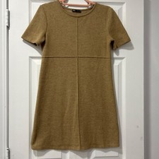 Zara High Neck Camel/light brown above the knee Sweater Dress, Size Small